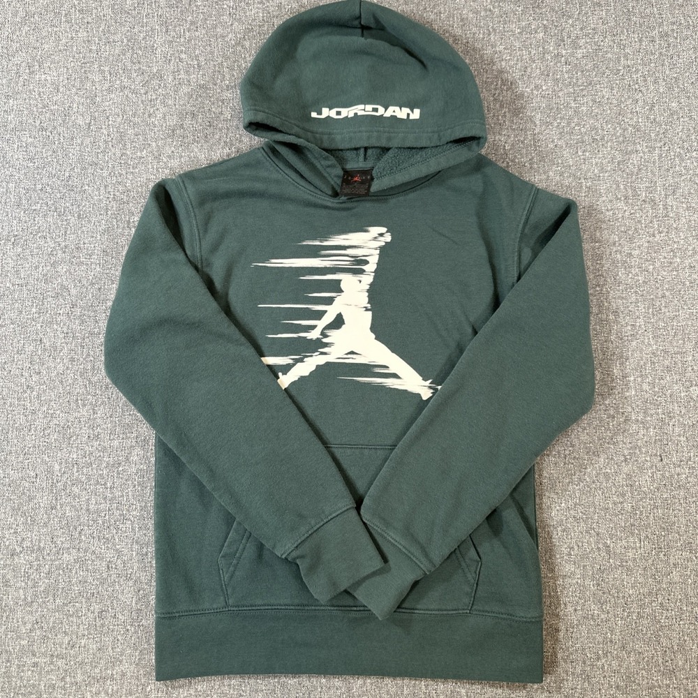 Nike Air Jordan Youth Medium Hoodie Green Jumpman Pullover Sweatshirt Boys